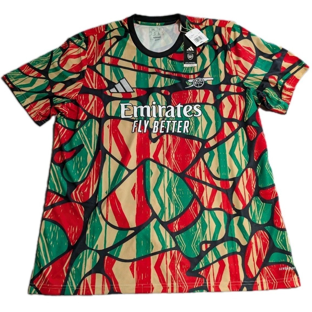 NEW Arsenal Adidas Pre Match Jersey Emirates Fly Better Soccer Shirt 2XL